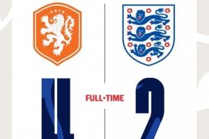 U19歐青賽英格蘭2-4負于荷蘭，兩平一負小組第三出局